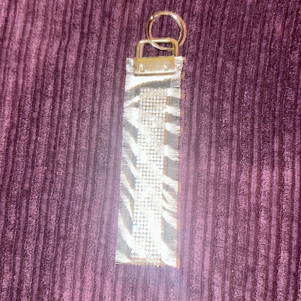 Frayed Rhinestone Wristlet Keychain